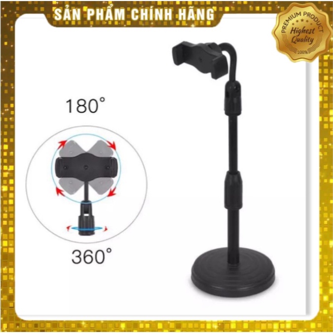 Giá đỡ điện thoại Microphone Stands, kẹp chống lưng 360 ,đế chân tròn để bàn, giá đỡ tiện lợi đa năng