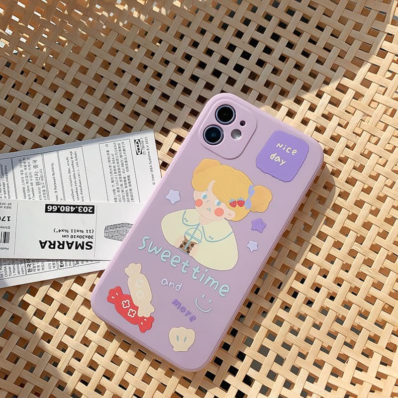 Ốp Lưng Điện Thoại Nhựa Mềm Bé Gái Sweet Time