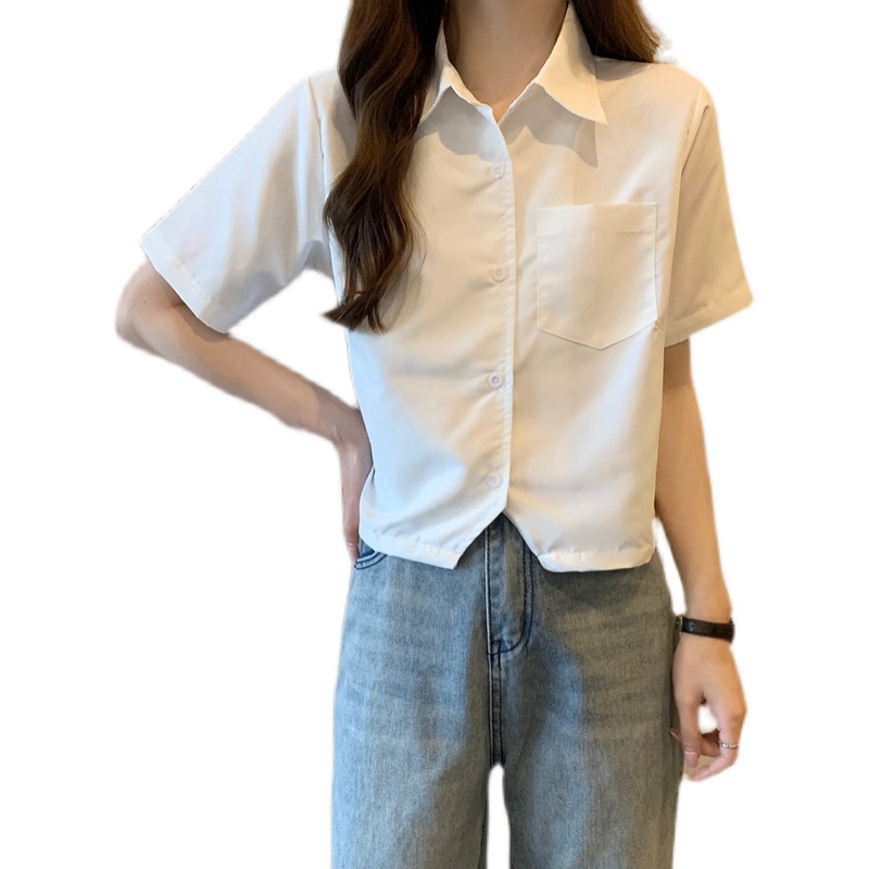 Áo sơ mi SUXI tay ngắn màu sắc đơn giản thời trang mùa hè cho nữ