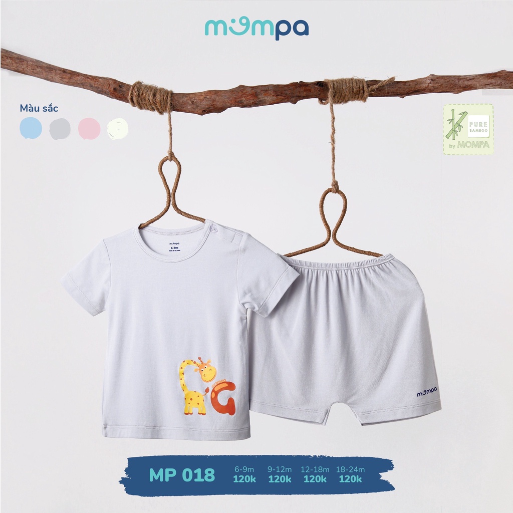Bộ Mompa vải Bamboo thun lạnh cao cấp mềm mịn cộc tay thoáng mát thấm hút tốt cho bé trai bé gái MP018 MP200