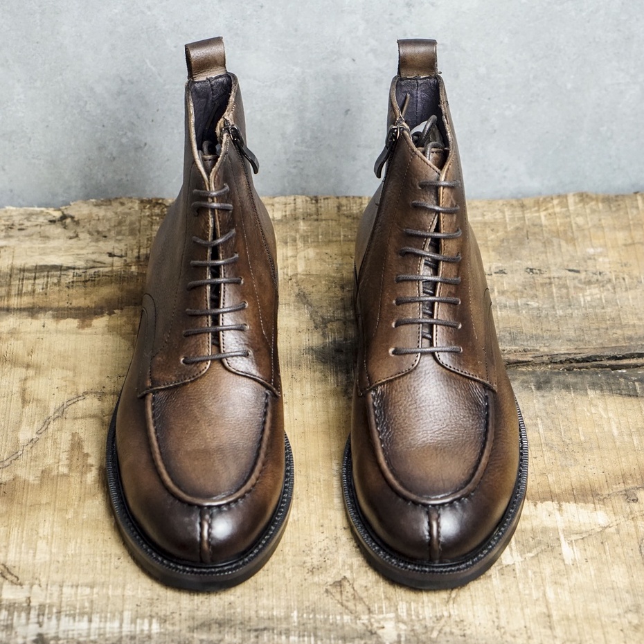 Giày boot cổ lửng zip kéo hông da bê sang trọng nam tính màu nâu ZANE