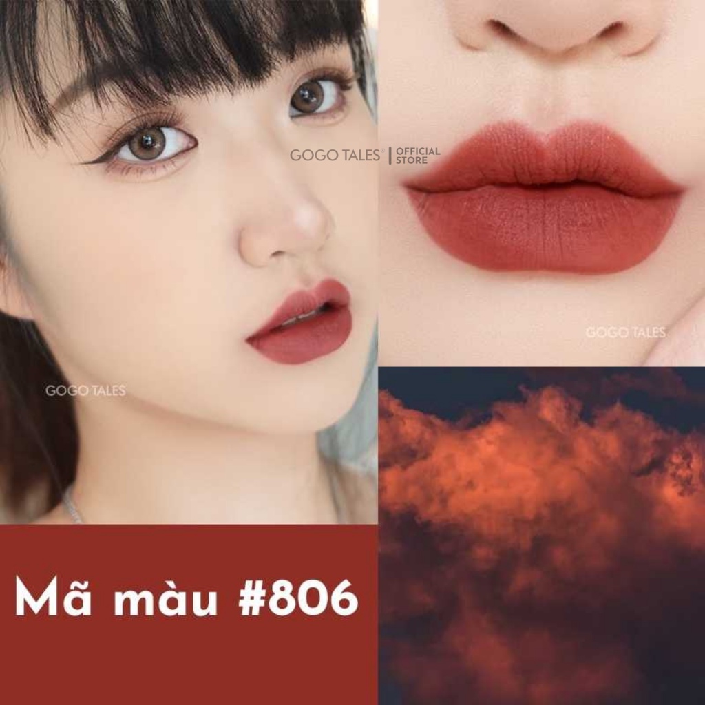 Son môi lì không trôi nơ khắc nổi GOGO TALES Son tint lì nội địa trung mềm mịn lâu trôi GT218