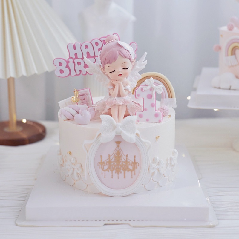 Bộ Phụ Kiện Trang Trí Bánh Kem Sinh Nhật Hình Cô Gái Múa Bale Dễ Thương