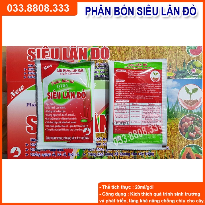 10 Gói Phân bón siêu lân đỏ cho cây kích rễ nhanh, siêu ra hoa ( gói 20ml)