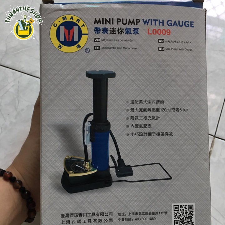 Bơm đạp chân mini C-MART L0009 cao 190mm