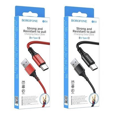 Dây cáp sạc nhanh BOROFONE BX54 bện dù 2.4A đầu Type-C 1m