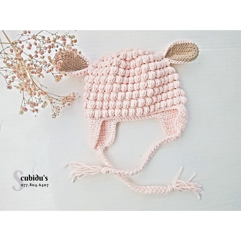 Nón len cho bé (mũ len cừu hồng cam)