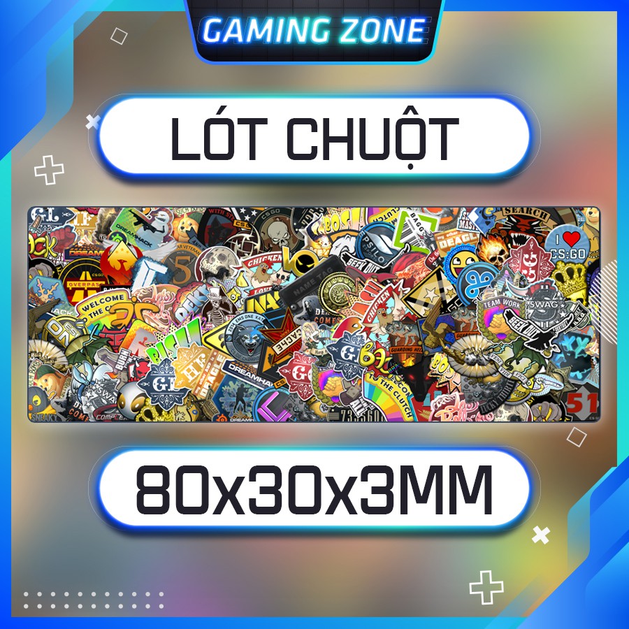 Lót chuột, bàn di chuột chơi game Sticker CSGO cỡ lớn siêu êm siêu đẹp