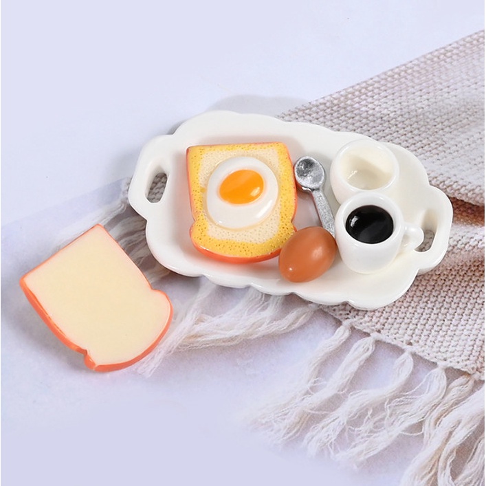 Mô hình khay thức ăn sáng decor nhà búp bê, dollhouse