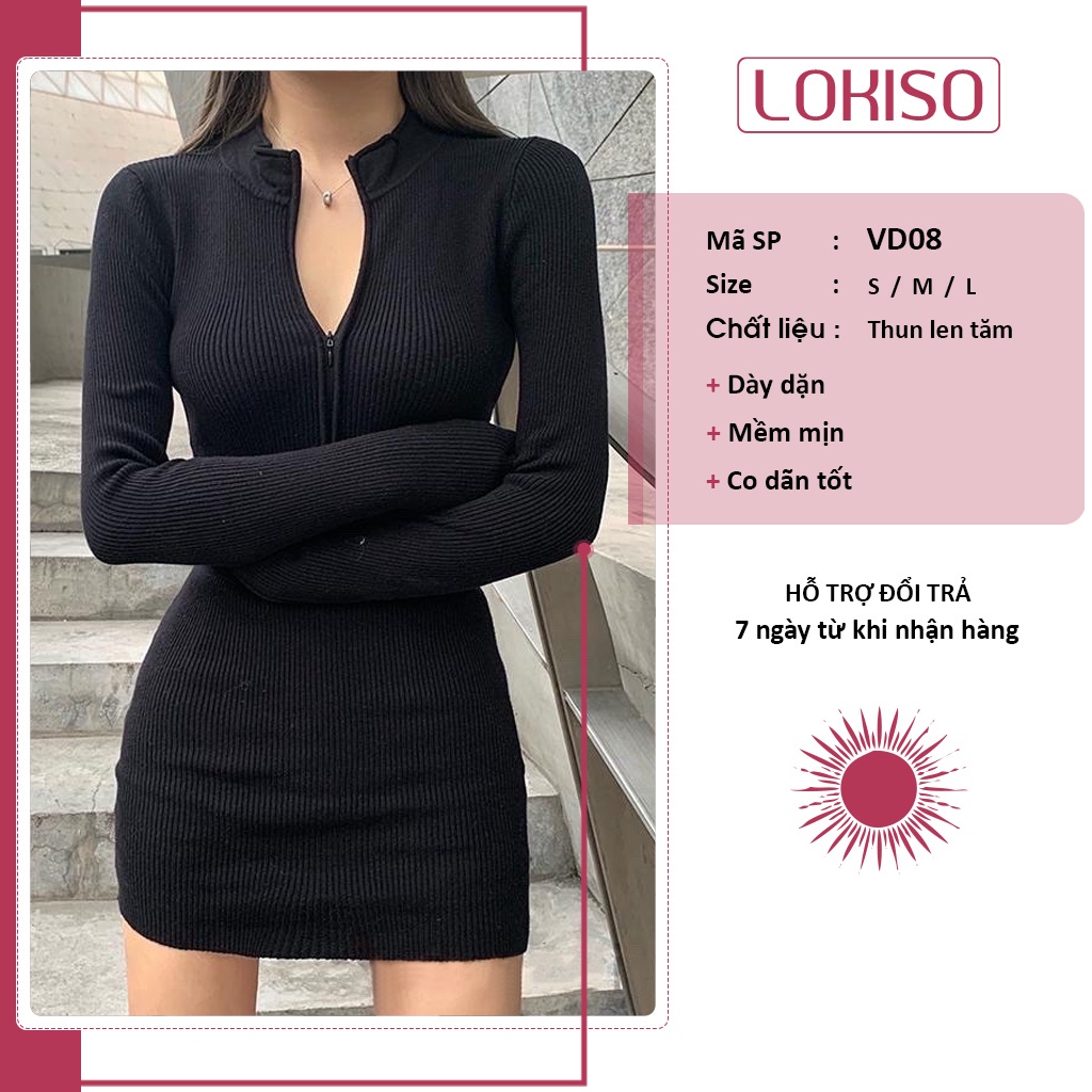 Đầm nữ ôm body sexy tay dài LOKISO VD08