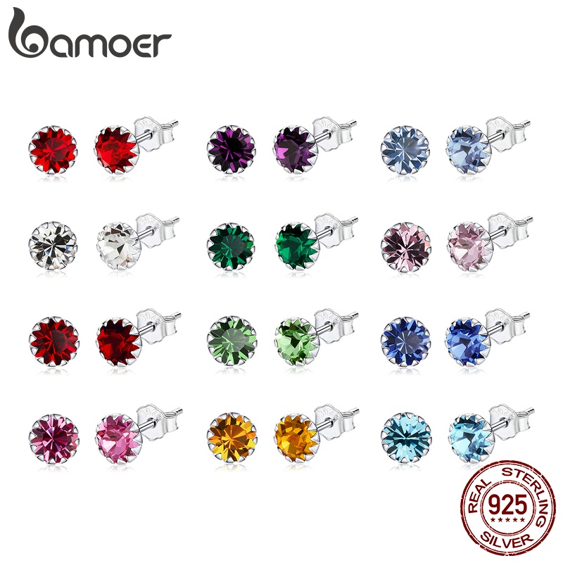 BAMOER Bông Tai Bạc 925 Đính Đá Zircon SCE862