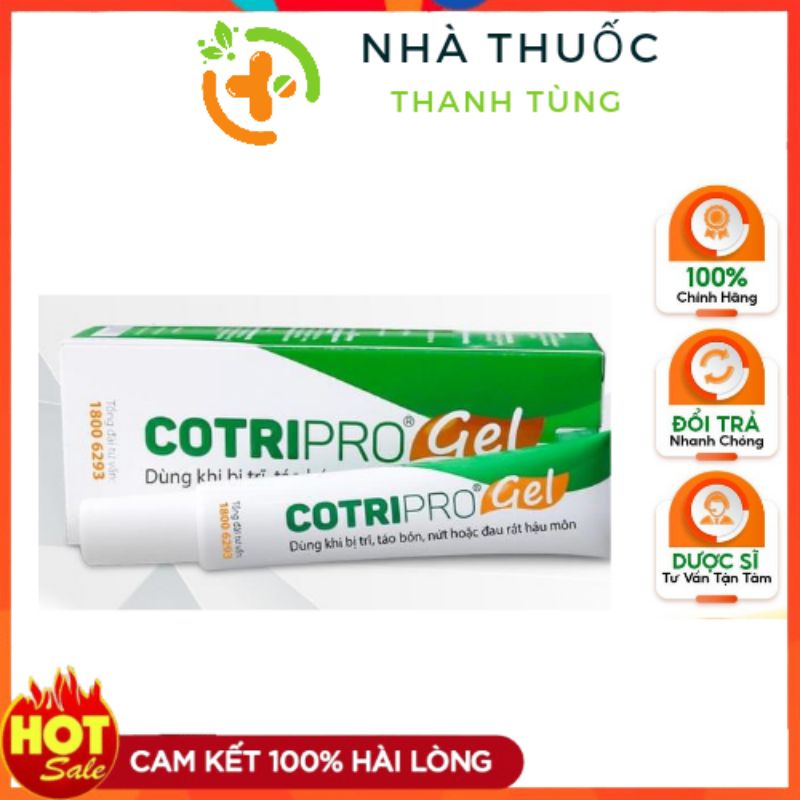 Tuýp Cotripro gel - Dùng khi bị trĩ, táo bón và rát hậu môn tuyt 10g và 25g