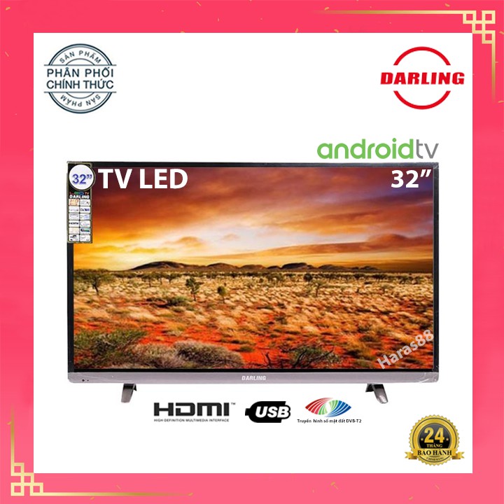 Smart Tivi Led Darling 32inch HD 32HD959 - Model 32HD959T2 (Đen) (Truyền hình kĩ thuật số DVB-T2) Internet Wifi