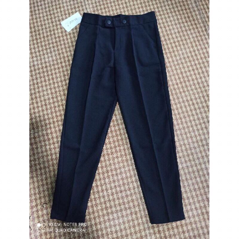 Quần tây công sở nữ lưng cao ống đứng màu đen Quần baggy nữ bigsize 2 cúc chuẩn dáng dài vải mềm mại Mặc nhà đi học sinh | BigBuy360 - bigbuy360.vn
