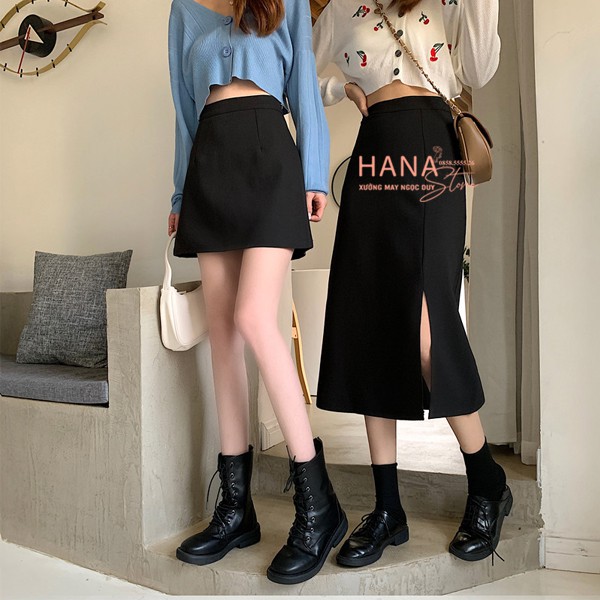 Chân váy chữ A ngắn màu đen cạp lưng cao có quần lót trong - Mặc đi làm Công sở Đi học sinh Đi Chơi đẹp - Vải Vitex mềm | BigBuy360 - bigbuy360.vn