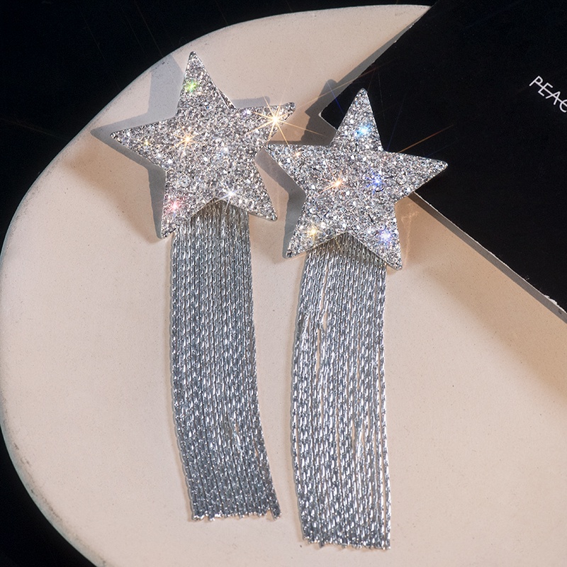 Bông Tai Tua Rua Dáng Dài Đính Ngôi Sao Phong Cách Hàn Quốc Thời Trang Mới 2022 Dành Cho Nữ