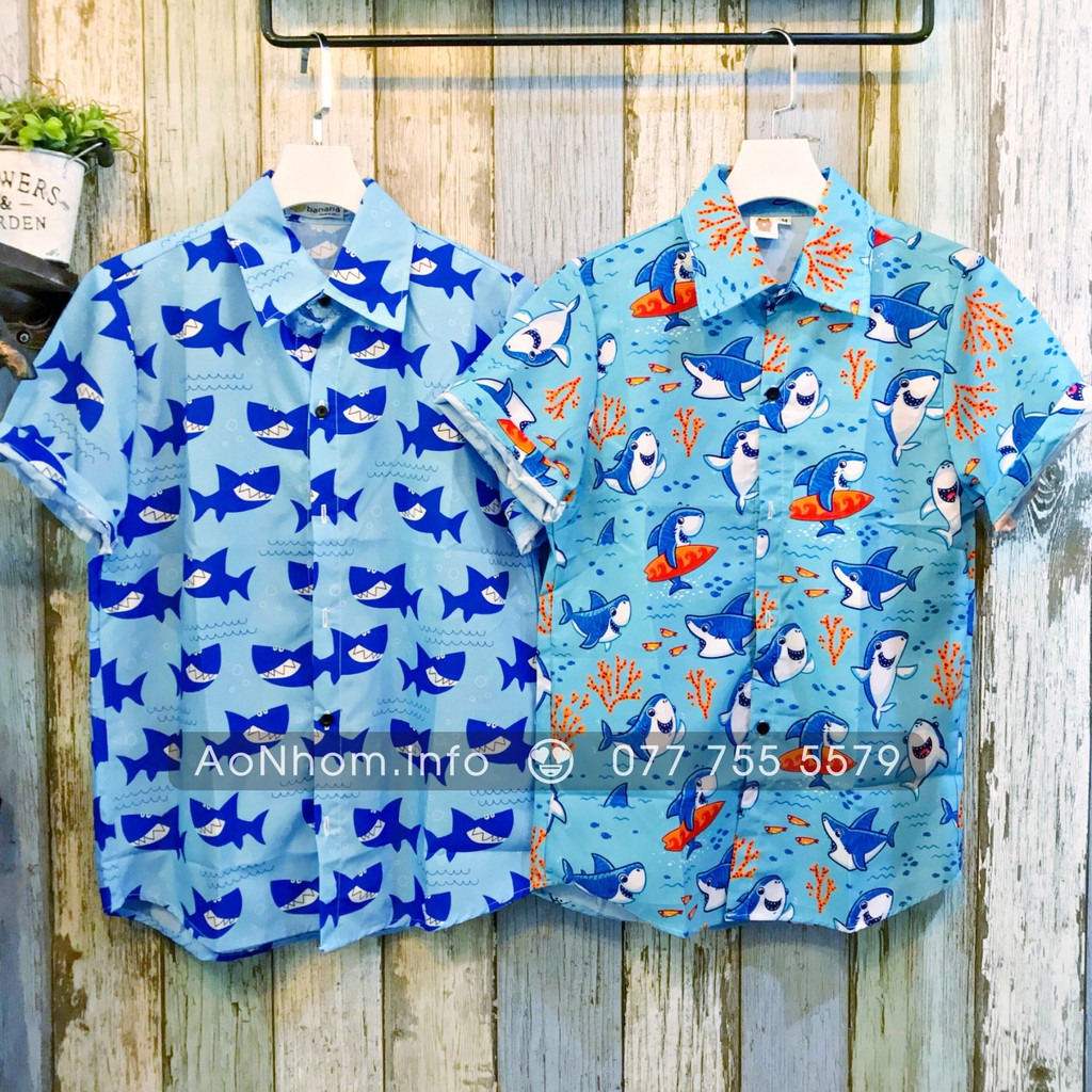 Áo Sơ mi Hoạt hình - Baby Shark CÓ SIZE EM BÉ | BigBuy360 - bigbuy360.vn
