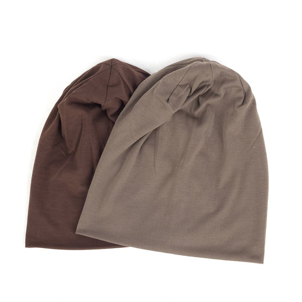 Mũ beanie dệt kim hai lớp màu trơn chống gió thời trang thu đông cá tính cho nam và nữ