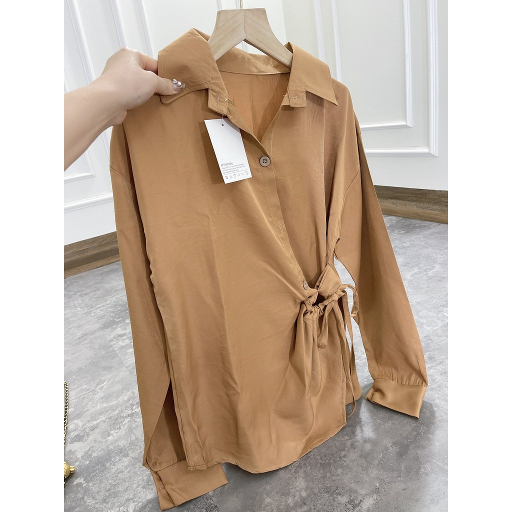 Áo Sơ Mi Lệch Eo Nâu Tây Cực Hót LD028 | BigBuy360 - bigbuy360.vn