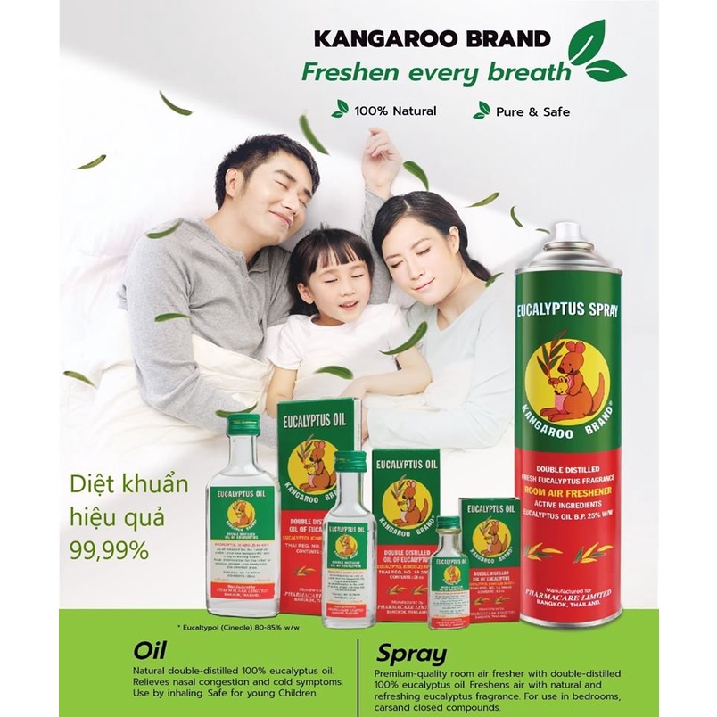 Dầu Khuynh Diệp Nguyên Chất Sản xuất tại úc đóng gói tại Thái, Dầu Khuynh Diệp Kangaroo