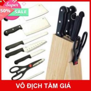Bộ Dao Làm Bếp 7 Món Có Hộp Gỗ Đựng Dùng Cho Nhà Bếp Siêu Tiện Dụng