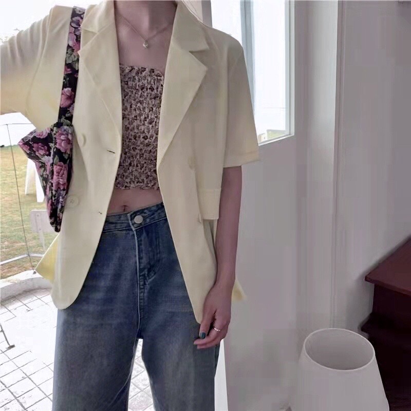 Áo  Khoác Blazer Nữ Tay Ngắn Phom Rộng Chất Đẹp - BLA22060