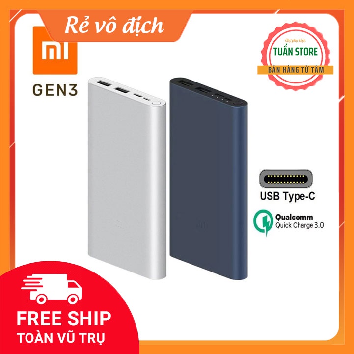 [ CHÍNH HÃNG ] Sạc Dự Phòng Xiaomi 10000Mah gen 3 Sạc Nhanh QC 3.0 - BH 6 Tháng