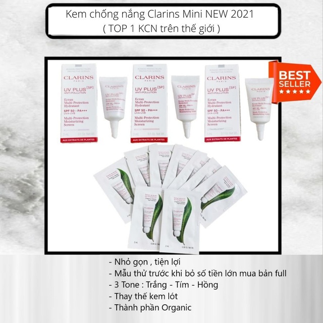 [Mã SRJULY1619 giảm 15K đơn 50K] Kem chống nắng Clarins NEW 2021 ( TOP 1 KCN trên thế giới )