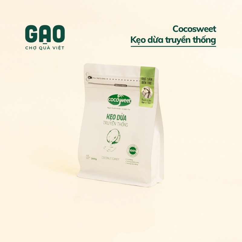 Kẹo dừa dẻo truyền thống và mix vị đặc sản Bến Tre - Cocosweet - Gói 200g