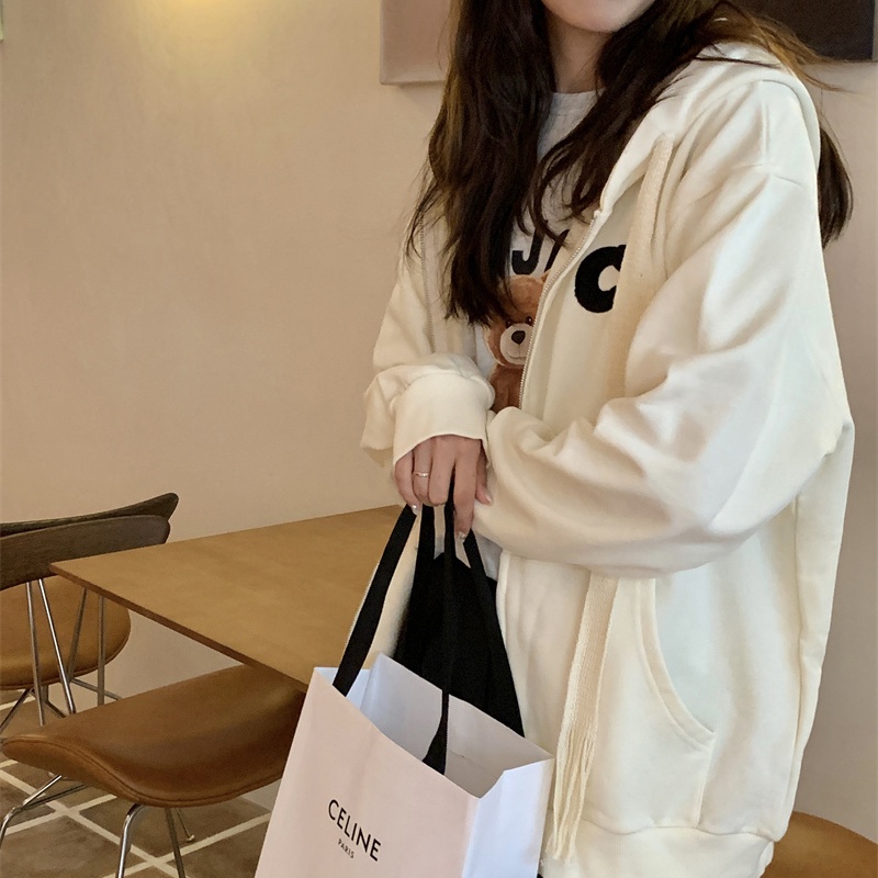 SUXI Áo Hoodies Nữ Màu Trơn Thời Trang Hàn Quốc Mới