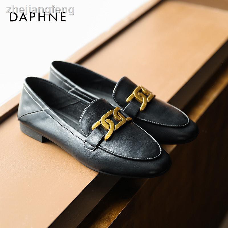 Daphne Giày Da Mềm Đế Bằng Phong Cách Retro 2021