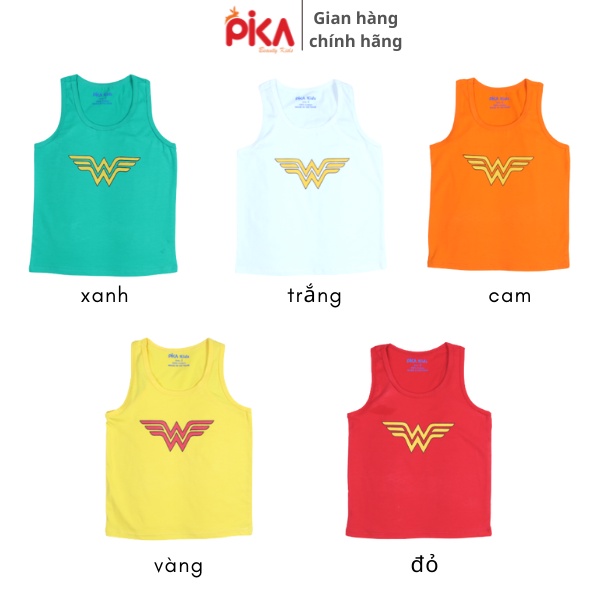 Áo thun ba lỗ cho bé trai  -Pika  kids - in W chất liệu cotton -Quần áo trẻ em từ 10-25kg