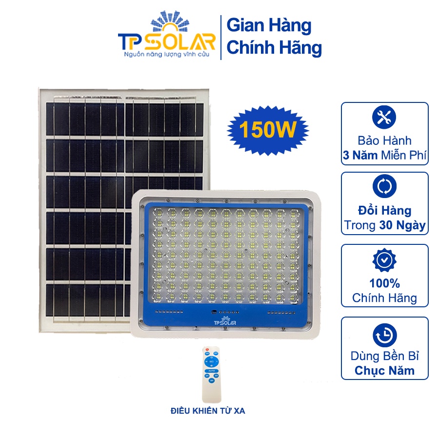 Đèn Pha Led Kim Cương Năng Lượng Mặt Trời TP Solar TP-G150 Công Suất 150W Chống Nước IP67, Bảo Hành 3 Năm