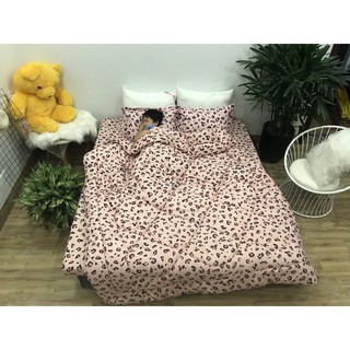 Bộ Chăn phao ga gối👉1m8x2m👉Vải Poly cotton,có chọn mẫu,MẪU DA BÁO HỒNG