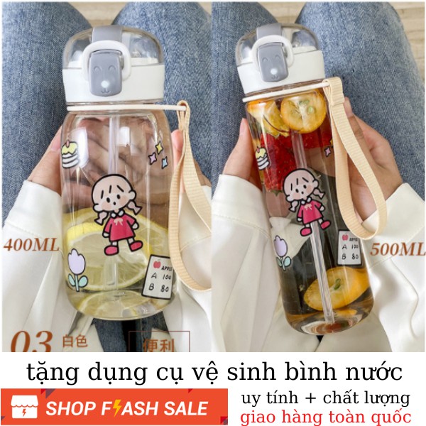 Bình nước 500ML LOẠI DÀY CÓ ÔNG HÚT bình nươc cho bé