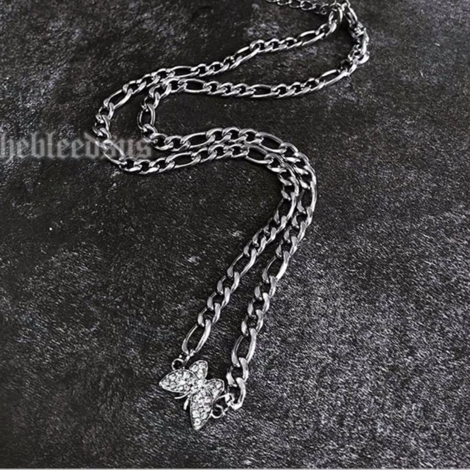 Chain Necklace dây chuyền vòng cổ choker hình bướm đính kim