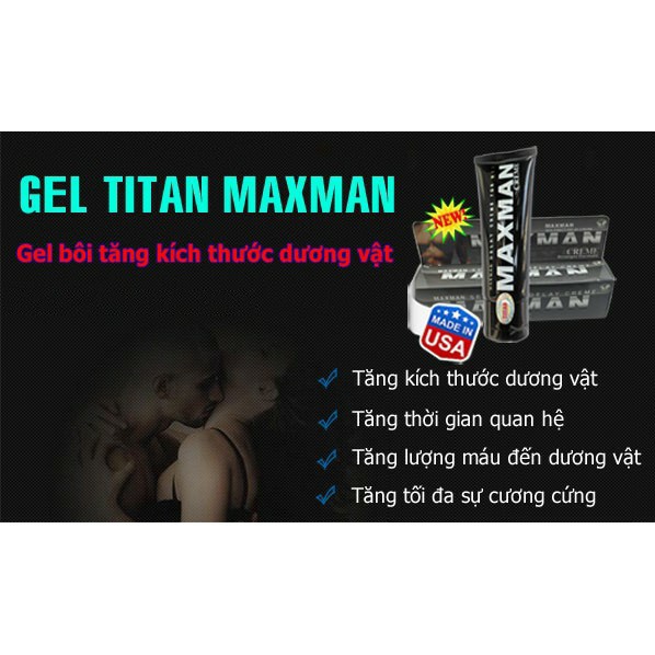 [Hàng Mỹ] Combo 3 Gel MAXMAN - Gel Bôi Tăng Kích Thước Cậu Nhỏ,Chống xuất tinh sớm, tăng khoái Cảm, Sung Mãn Trường Tồn.