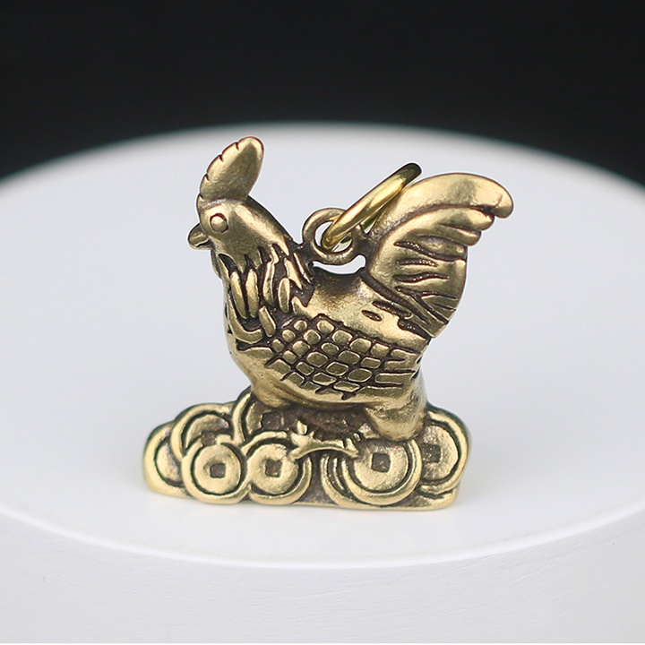Tượng Đồng Phong Thủy, Móc Khóa Con Gà Dậu, Móc Chìa Khóa Đồng Thau Kim Kê
