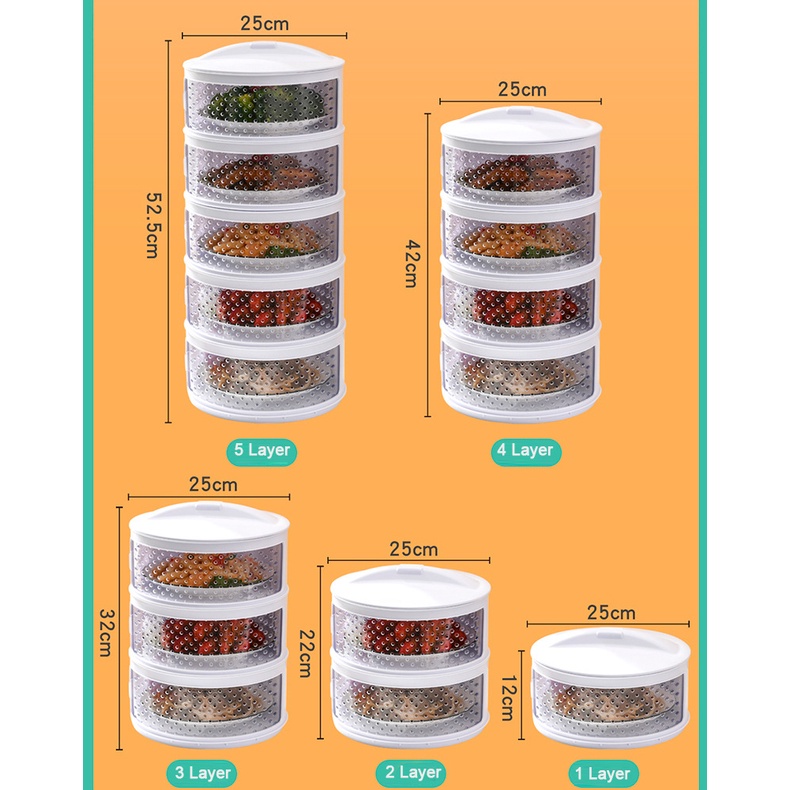 Lồng Bàn Đậy Thức Ăn Nhiều Tầng Trong Suốt Chống Bụi Cách Nhiệt Thoáng Khí