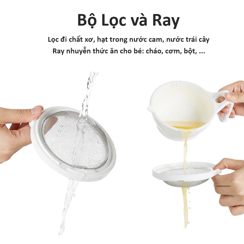 Bộ Chế Biến Thức Ăn Tập Ăn Dặm Kiểu Nhật Cho Bé Gồm 7 Món Vắt Cam, Bào, Nghiền, Lọc Thức Ăn