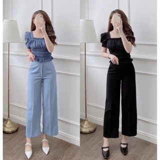 Quần suông ống rộng cúc bọc mẫu mới nhiều màu