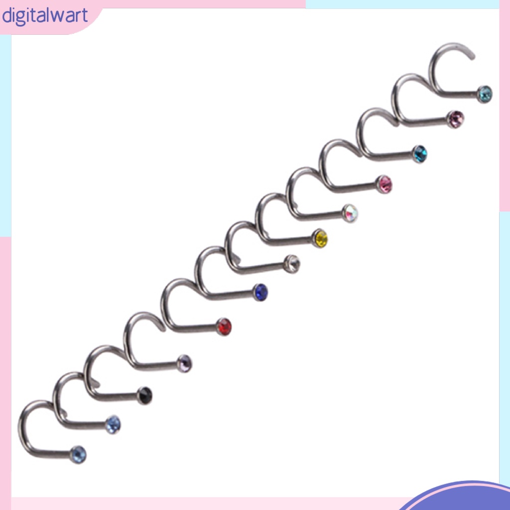 10 khuyên mũi đính đá nhiều màu sắc