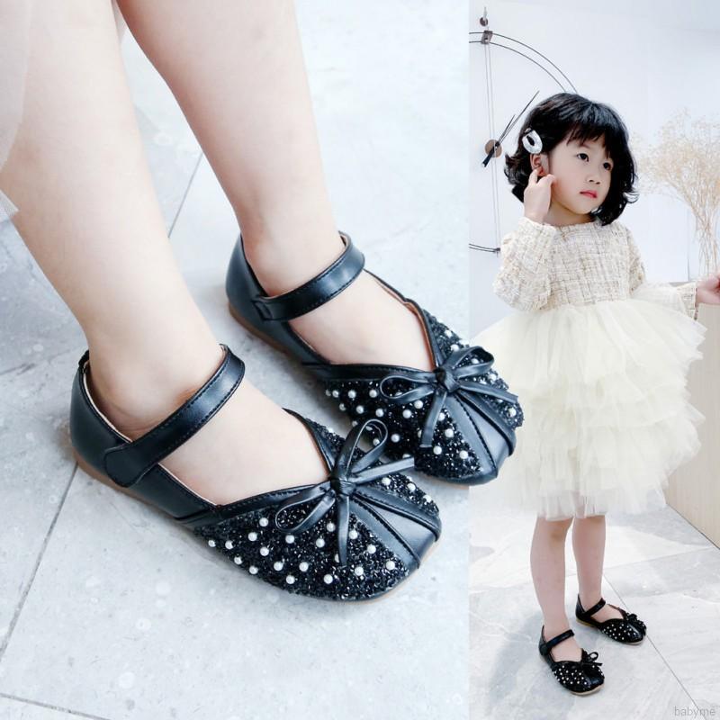 Girl Princess Shoes Baby Soft Soled Rhinestone Leather Sneakers Children Bowknot Anti-slip Shoes