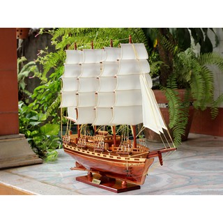 Thuyền buồm phong thủy France II gỗ tự nhiên dài 100cm, mô hình thuyền gỗ trang trí phòng làm việc