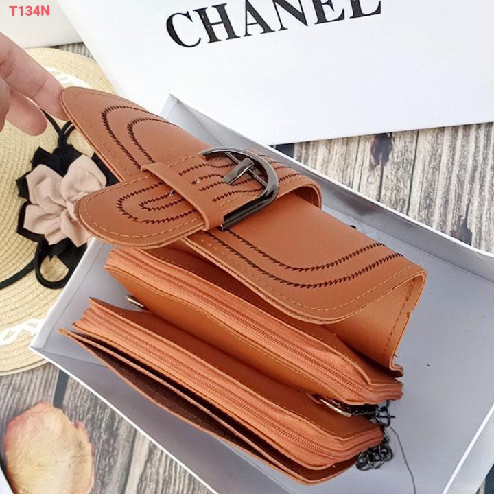 Túi đeo chéo đầm tiệc ngăn kép màu nâu thời trang KN30 Shalla