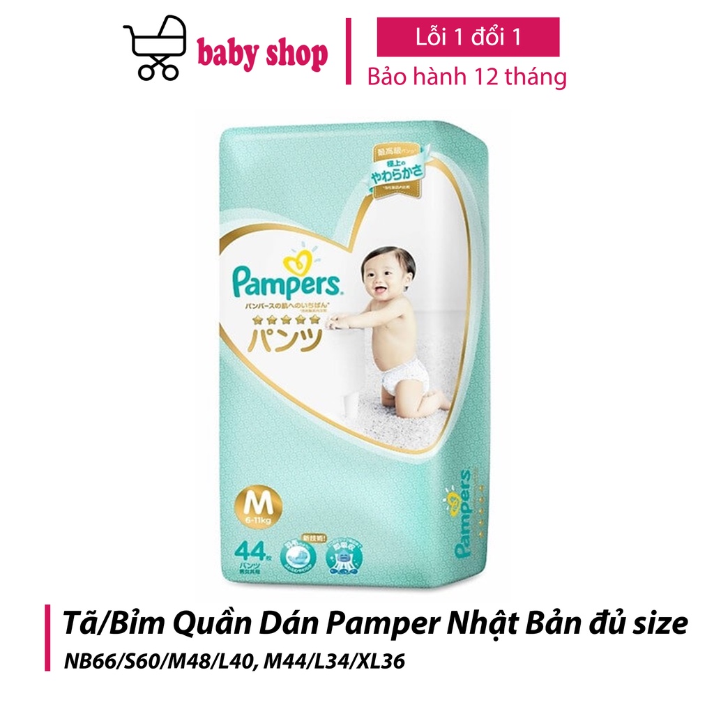 Tã/Bỉm Quần Dán Pamper Nhật Bản đủ size NB66/S60/M48/L40, M44/L34/XL36