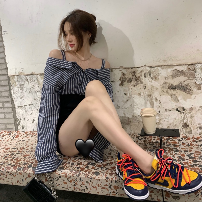 Đầm Sơ Mi Kẻ Sọc Dáng Ôm Thời Trang Dễ Phối Đồ Cho Nữ