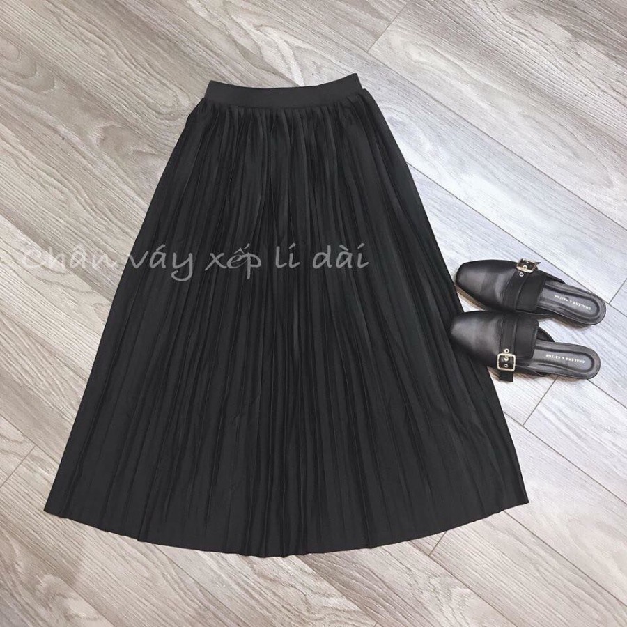 [ Mã FAGREEN55 giảm 10% tối đa 30K đơn 99K] Chân váy đen dài xếp ly hàng loại đẹp F39 | BigBuy360 - bigbuy360.vn