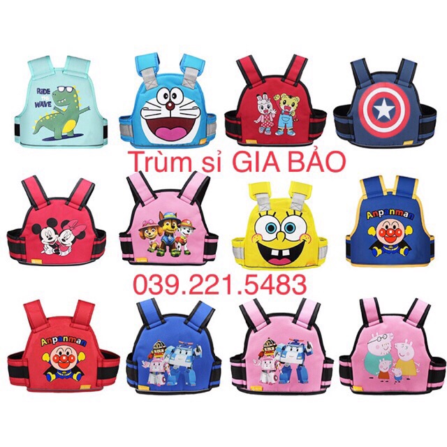 [ 28 Mẫu Hàng Loại 1 ] Đai Xe Máy An Toàn Tuyệt Đối Có Phản Quang Cho Bé (Size 1-12 Tuổi)