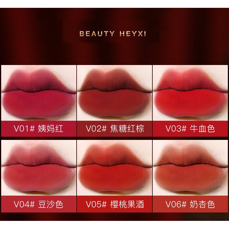 Son Lì Heyxi Beauty Chất Nhung Lì mềm mịn môi thiết kế cây bút nhỏ gọn